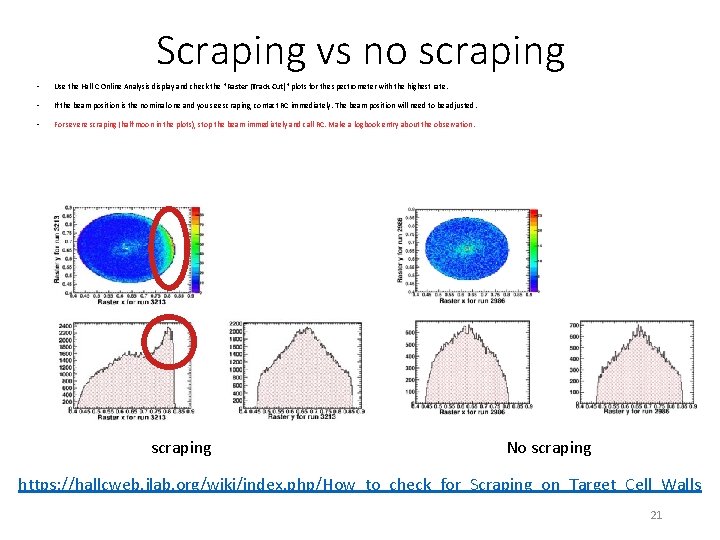 Scraping vs no scraping • Use the Hall C Online Analysis display and check