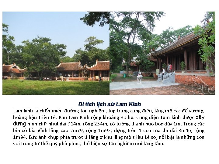 Di tích lịch sử Lam Kinh Lam kinh là chốn miếu đường tôn nghiêm,