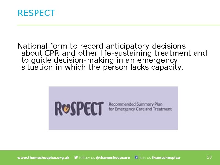 RESPECT National form to record anticipatory decisions about CPR and other life-sustaining treatment and