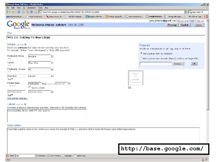 http: //base. google. com/ 