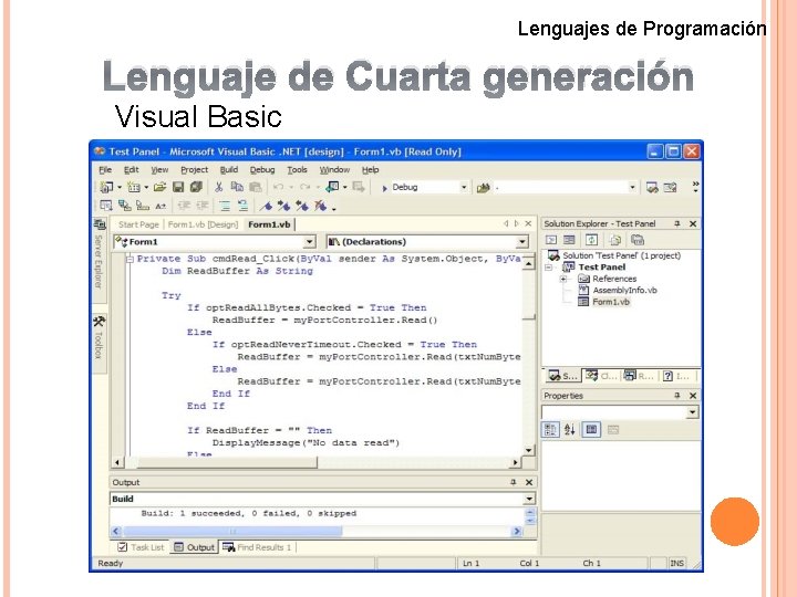 Lenguajes de Programación Lenguaje de Cuarta generación Visual Basic 