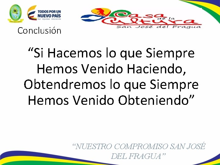 Conclusión “Si Hacemos lo que Siempre Hemos Venido Haciendo, Obtendremos lo que Siempre Hemos