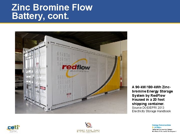 Zinc Bromine Flow Battery, cont. A 90 -k. W/180 -k. Wh Zincbromine Energy Storage