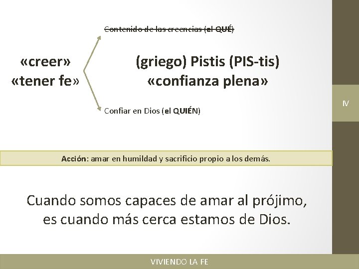 Contenido de las creencias (el QUÉ) «creer» «tener fe» (griego) Pistis (PIS-tis) «confianza plena»