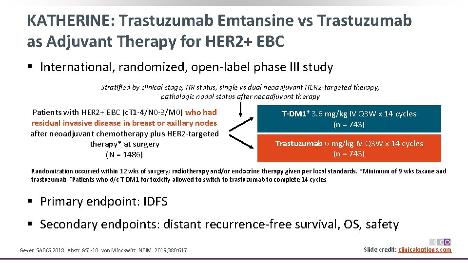 KATHERINE: Trastuzumab Emtansine vs Trastuzumab as Adjuvant Therapy for HER 2+ EBC § International,