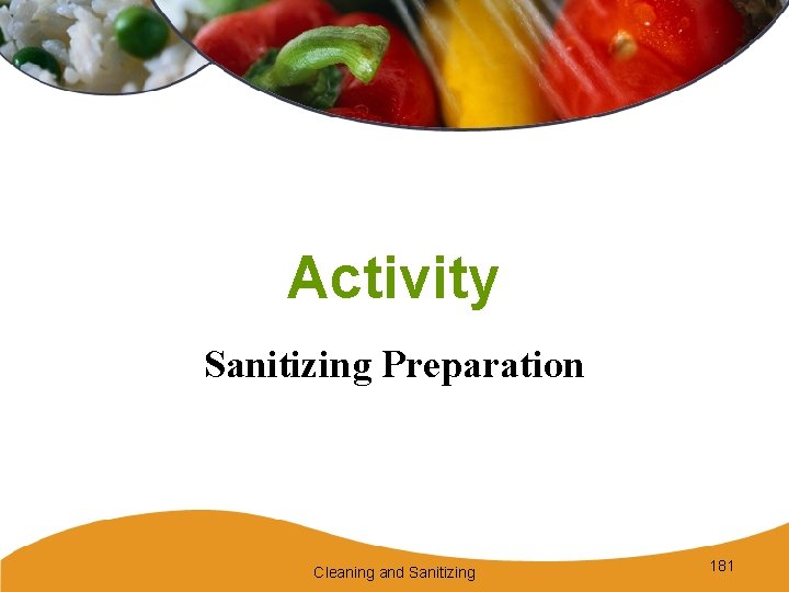 Activity Sanitizing Preparation Cleaning and Sanitizing 181 