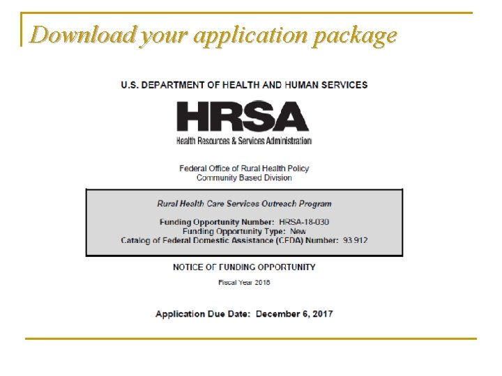 Download your application package 