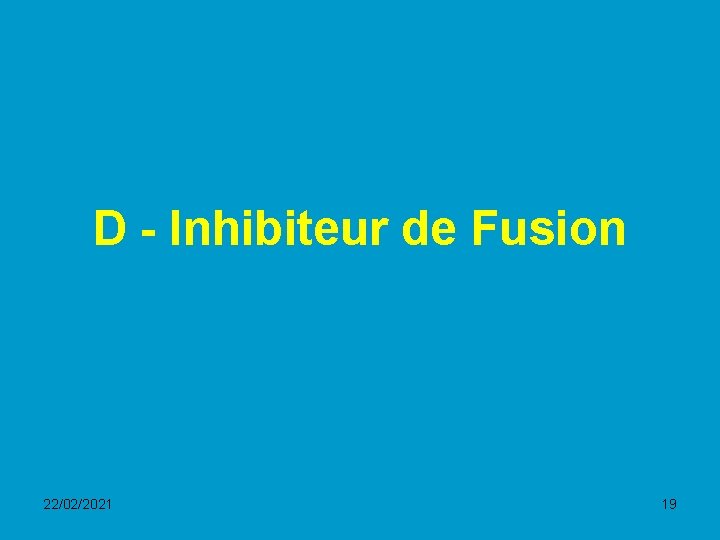 D - Inhibiteur de Fusion 22/02/2021 19 