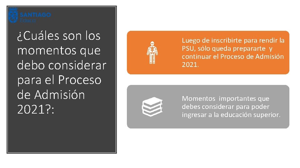¿Cuáles son los momentos que debo considerar para el Proceso de Admisión 2021? :
