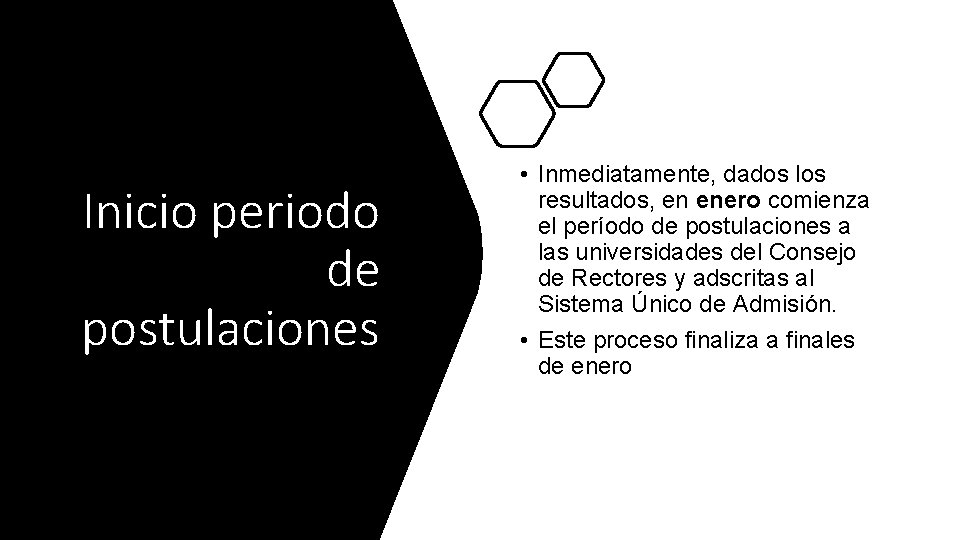 Inicio periodo de postulaciones • Inmediatamente, dados los resultados, en enero comienza el período