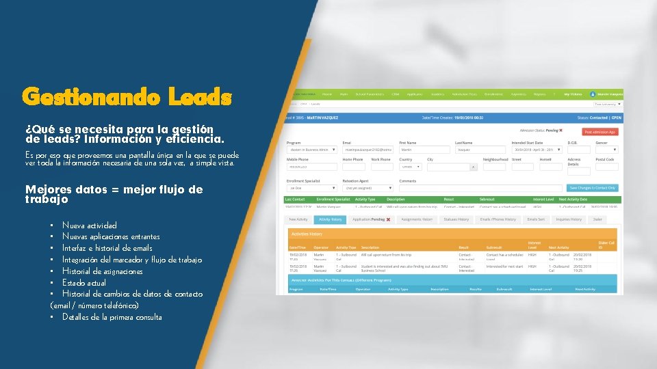 Gestionando Leads ¿Qué se necesita para la gestión de leads? Información y eficiencia. Es