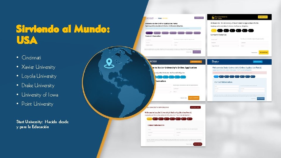 Sirviendo al Mundo: USA • Cincinnati • Xavier University • Loyola University • Drake