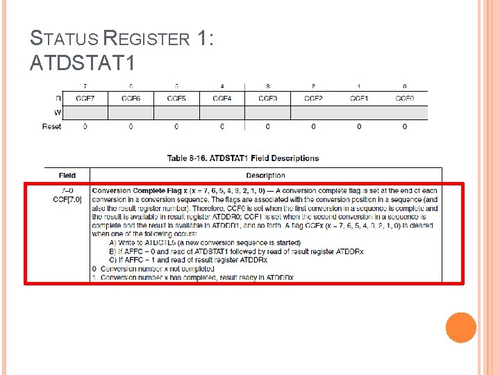 STATUS REGISTER 1: ATDSTAT 1 