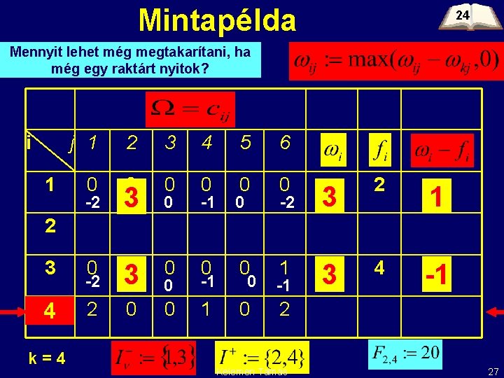 Mintapélda 24 Mennyit lehet még megtakarítani, ha még egy raktárt nyitok? i 1 j