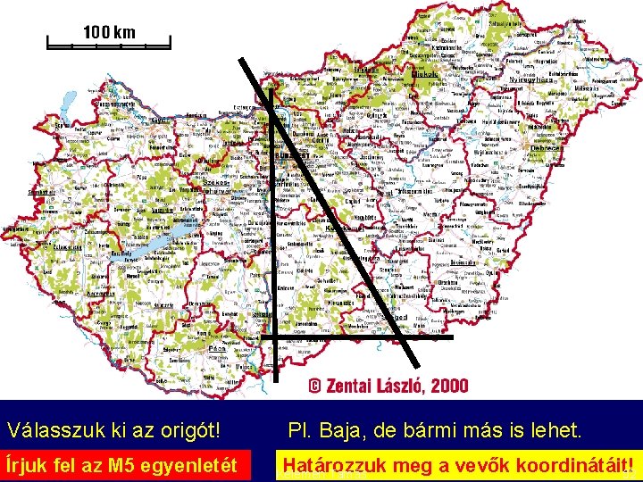 Válasszuk ki az origót! Írjuk fel az M 5 egyenletét Pl. Baja, de bármi