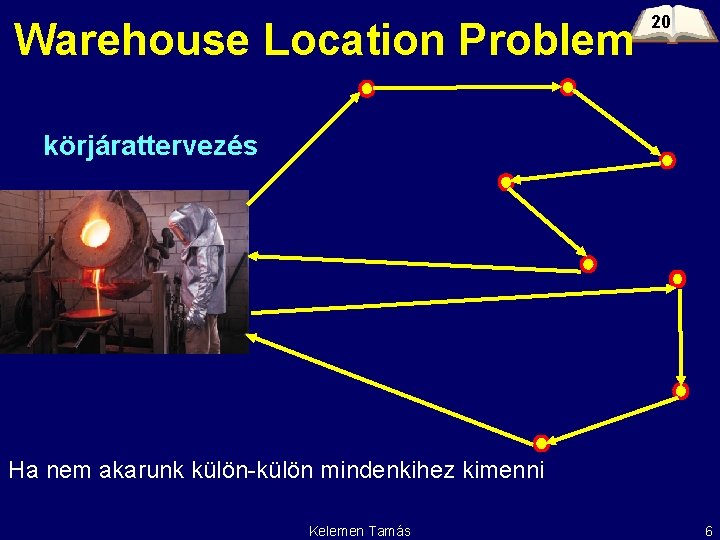 Warehouse Location Problem 20 körjárattervezés Ha nem akarunk külön-külön mindenkihez kimenni Kelemen Tamás 6