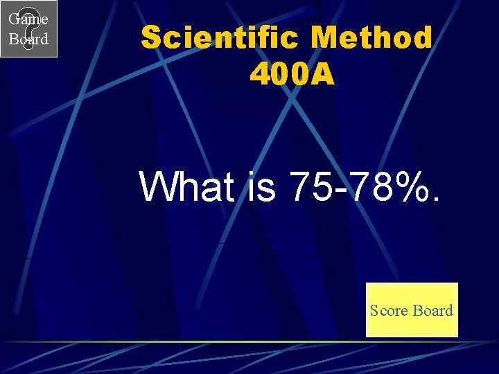 Game Board Scientific Method 400 A What is 75 -78%. Score Board 
