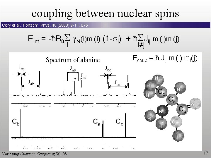 coupling between nuclear spins Cory et al. : Fortschr. Phys. 48 (2000) 9 -11,