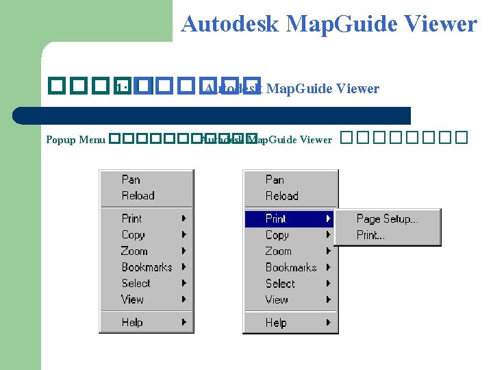 Autodesk Map. Guide Viewer ����� 1: ������ Autodesk Map. Guide Viewer Popup Menu ������