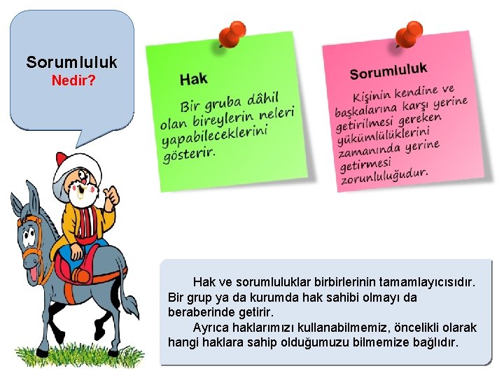 Sorumluluk Hak Nedir? Hak ve sorumluluklar birbirlerinin tamamlayıcısıdır. Bir grup ya da kurumda hak