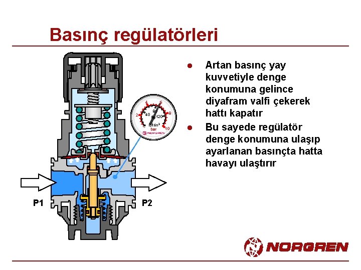 Basınç regülatörleri l 4 2 6 40 80 120 lbf/in 2 bar P 1