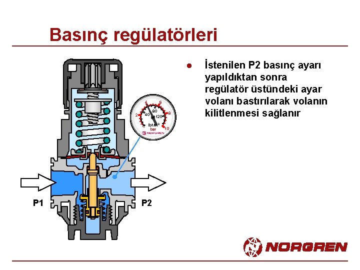 Basınç regülatörleri l 4 2 6 40 80 120 lbf/in 2 bar P 1