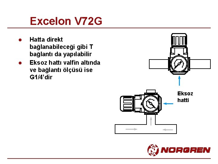 Excelon V 72 G l l Hatta direkt bağlanabileceği gibi T bağlantı da yapılabilir