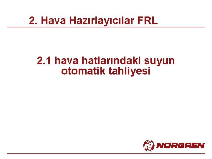 2. Hava Hazırlayıcılar FRL 2. 1 hava hatlarındaki suyun otomatik tahliyesi 