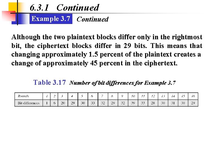6. 3. 1 Continued Example 3. 7 Continued Although the two plaintext blocks differ