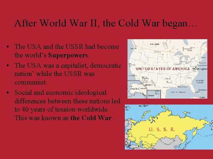 The Cold War After World War II the