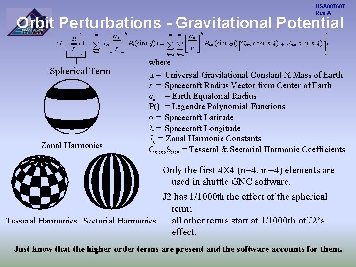 USA 007687 Rev A Orbit Perturbations - Gravitational Potential n n ¥ ¥ ü