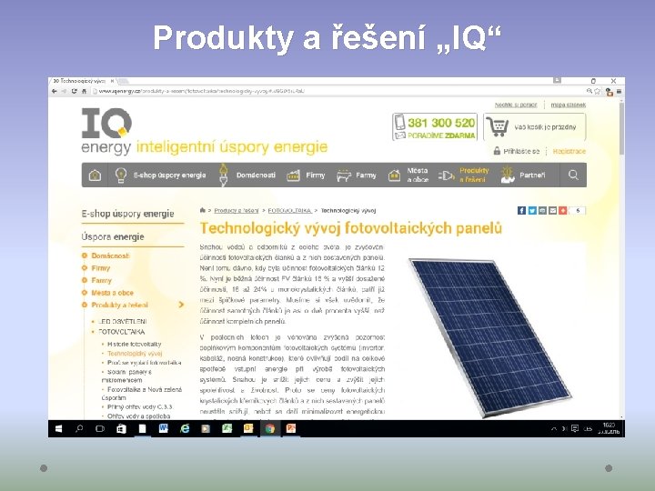 Produkty a řešení „IQ“ 