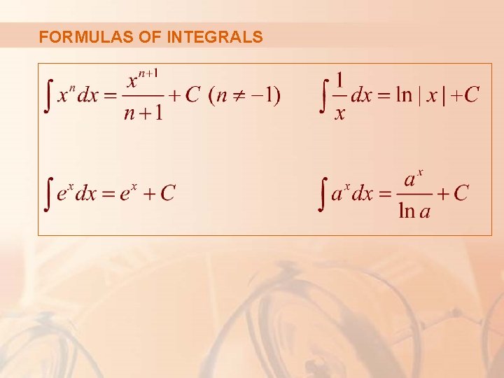 FORMULAS OF INTEGRALS 