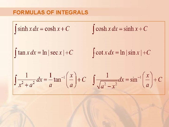 FORMULAS OF INTEGRALS 