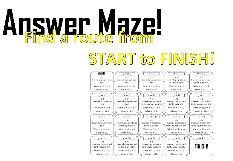 Answer Maze! Find a route from START to FINISH! 
