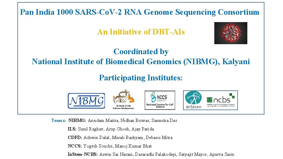 Pan India 1000 SARS-Co. V-2 RNA Genome Sequencing Consortium An Initiative of DBT-AIs Coordinated