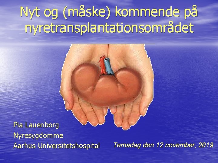 Nyt og (måske) kommende på nyretransplantationsområdet Pia Lauenborg Nyresygdomme Aarhus Universitetshospital Temadag den 12