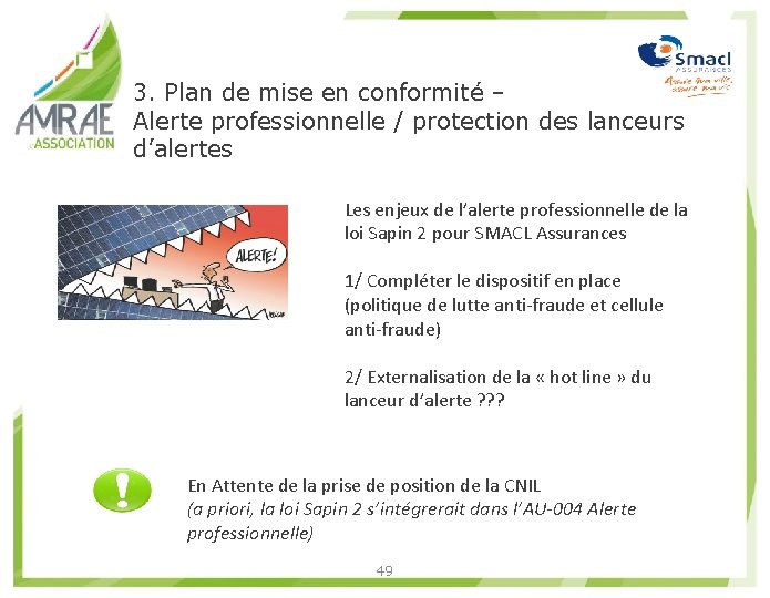 3. Plan de mise en conformité – Alerte professionnelle / protection des lanceurs d’alertes