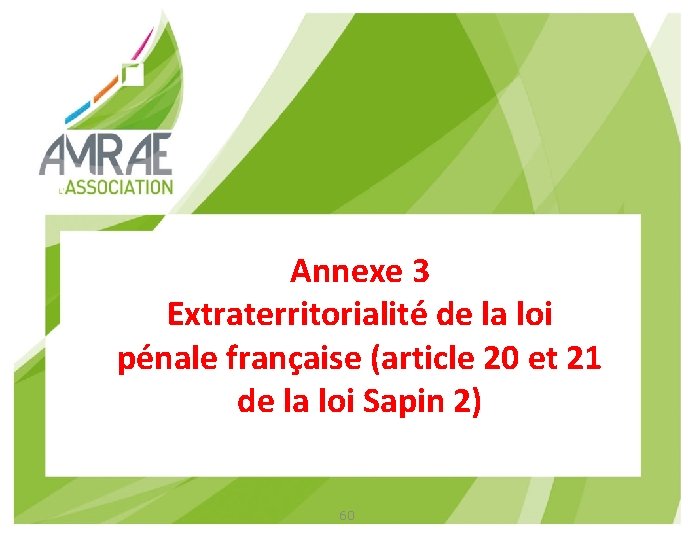Annexe 3 Extraterritorialité de la loi pénale française (article 20 et 21 de la