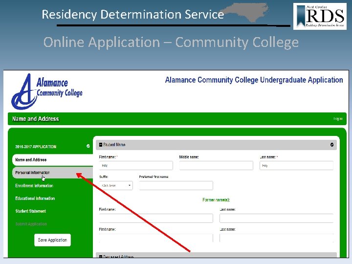 Residency Determination Service Online Application – Community College 