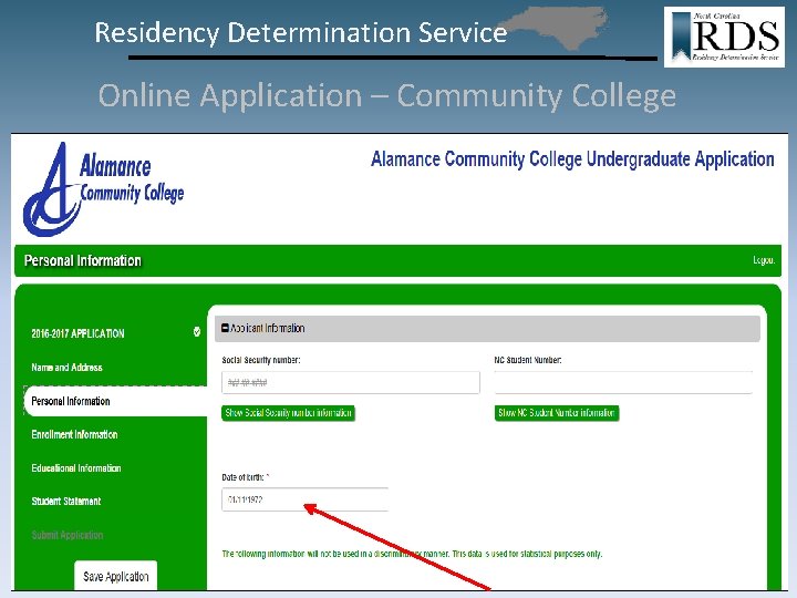 Residency Determination Service Online Application – Community College 