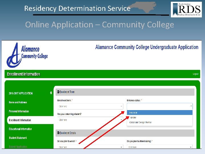 Residency Determination Service Online Application – Community College 