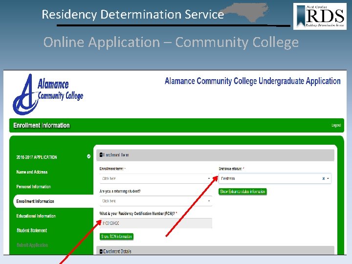 Residency Determination Service Online Application – Community College 