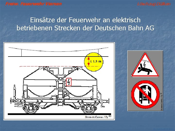 Freiw. Feuerwehr Viersen Löschzug Dülken Einsätze der Feuerwehr an elektrisch betriebenen Strecken der Deutschen