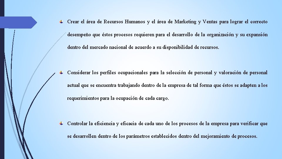 Crear el área de Recursos Humanos y el área de Marketing y Ventas para Crear el área de Recursos Humanos y el área de Marketing y Ventas para