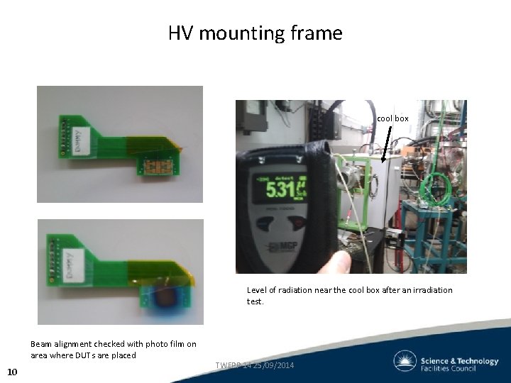 HV mounting frame cool box Level of radiation near the cool box after an HV mounting frame cool box Level of radiation near the cool box after an