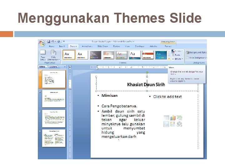 Menggunakan Themes Slide 