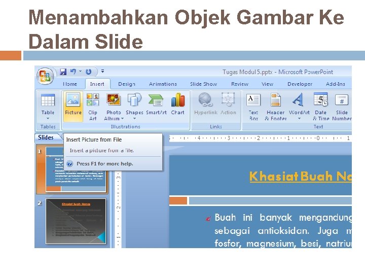 Menambahkan Objek Gambar Ke Dalam Slide 