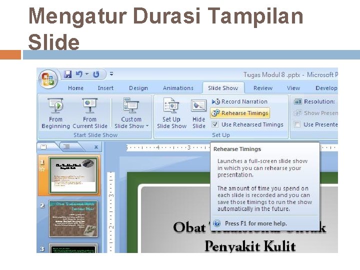 Mengatur Durasi Tampilan Slide 