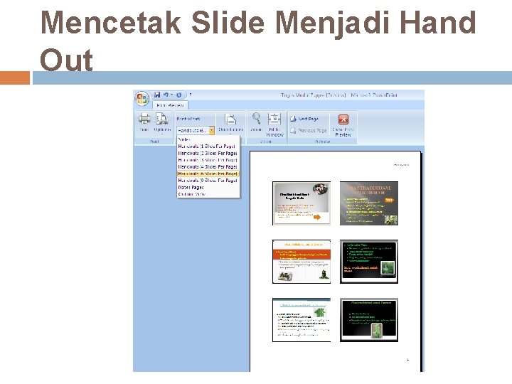 Mencetak Slide Menjadi Hand Out 